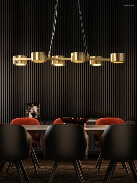 Lampes suspendues nordique italien luxe cuivre lumières droites salon design chambre or moderne salle à manger éclairage