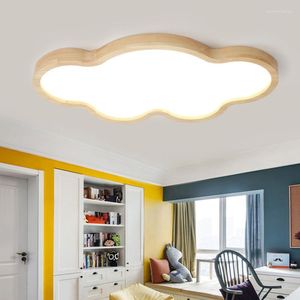 Hanglampen Noordelijke Japanse creatieve wolken LED plafondlamp houten 24w kind babykamer lichten slaapkamer decoratie 220V