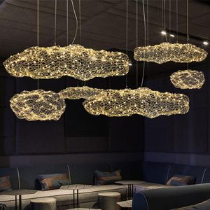 Hanglampen Noordelijke lamp Art Hollow Metal Designer Lichten Creative Slaapkamer El Hall Restaurant Bar Cloud Light Fixture Pendant Lampspendant