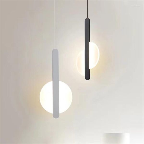 Lampes suspendues Lampe nordique Art minimaliste Lustres LED Lampe à main Acrylique Salon Chambre Restaurant Bar Éclairage à la maison