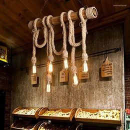 Lámparas colgantes Nordic Lampen Industrieel Luminaria Pendente Rope Restaurant Living Room Deco Maison Hanglamp