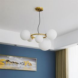 Pendants lampes nordiques grandes boules en laiton en verre lumières à manger salle à manger moderne art déco vie chambre suspendue