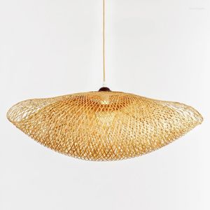 Lámparas colgantes, luces LED nórdicas de bambú, arte moderno, accesorios de cocina de madera, lámpara colgante para el hogar, interior, comedor, lámpara colgante