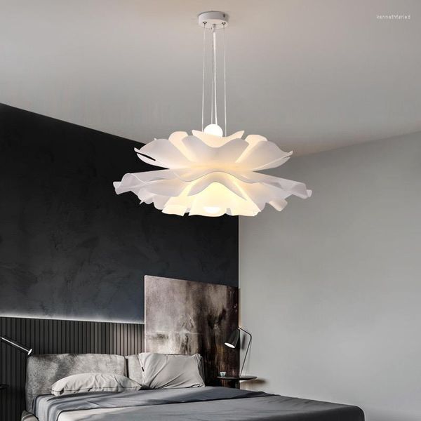 Lampes suspendues nordique plafonnier Led pour salon salle à manger chambre cuisine fleur forme lustre acrylique E27 lampe suspendue