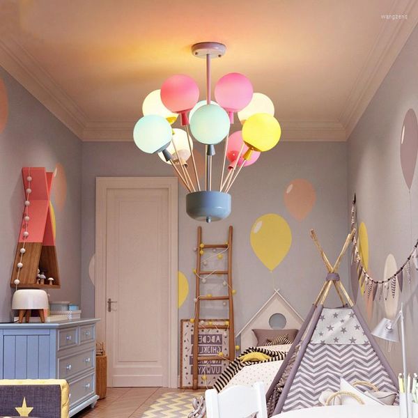 Lámparas colgantes, candelabro Led nórdico, lámpara colgante para casa de globos para sala de estar, decoración para niños, iluminación, candelabros de techo modernos para el hogar