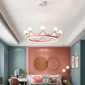 Hanglampen Nordic Led Kinderen Lamp Luxe Kroon Roze Kroonluchter Voor Kid Kinderkamer Slaapkamer Keuken Eetkamer Verlichtingsarmaturen