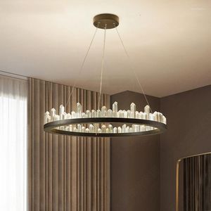 Lampes suspendues Nordic Led Cristal Fer Lustre Plafond Éclairage Industriel Décorations De Noël Pour La Maison Déco Maison Cuisine Lumière