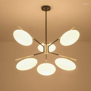 Hangende lampen Noordse LED -kristal ijzer kroonluchters plafond vintage lamp Home Deco keukeneiland bol