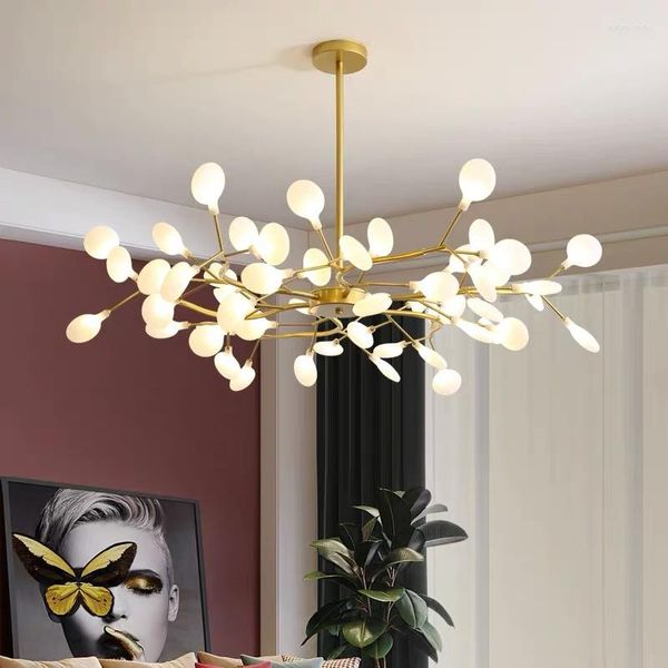 Lampes suspendues Nordic LED Firefly Plafonnier Moderne Minimaliste Romantique Fleur Intérieur Salon Chambre Suspension Éclairage Lustre