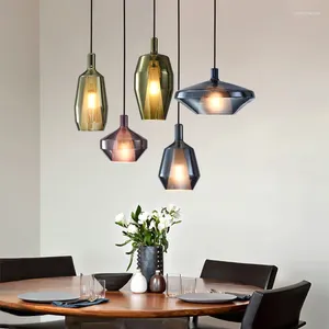 Lampes suspendues Nordic LED Lampe en verre Lustres suspendus Lumières pour chambre à coucher Salon Cuisine Restaurant Décor à la maison Luminaire