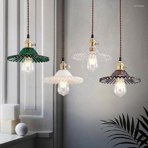 Lampes suspendues Nordic LED Verre Lumière Cuivre Lampe En Laiton Creative Minimaliste E27 Edison Transparent Abat-Jour Pour Restaurant
