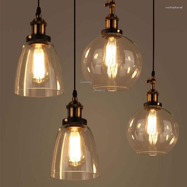 Lampes suspendues lampes LED nordiques lampe industrielle cuisine verre suspendu Restaurant rétro luminaires Loft Suspension Luminaire