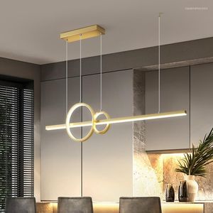Hanglampen Noordelijke LED -lichten Modern design plafondhangende lamp kroonluchter voor eetkamer woonkamer goud 42W ontwerper