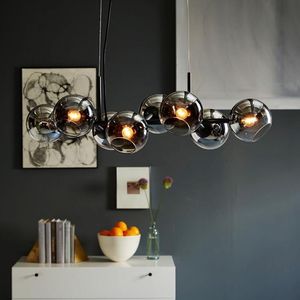 Lámparas colgantes Luces LED nórdicas Lámpara colgante de vidrio de hierro posmoderno para comedor Decoración para el hogar Luminaria de techo de mesa