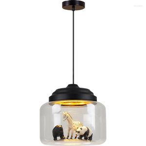 Lampes suspendues Nordic Light Led Verre Moderne Bar Comptoir Restaurant Creative Animal Enfants Chambre Lire Étude Salon Chambre Décor Lampe