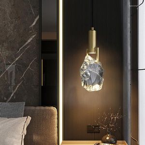 Lampes suspendues Nordic Light Luxury Chambre Chevet Lustre Post Moderne Cristal Fer Creative Simple Personnalité Fenêtre Restaurant Bar