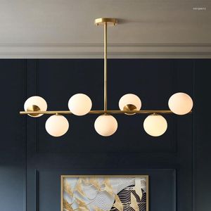 Hangende lampen Noordige licht luxe minimalistische lange restaurantlamp modern eenvoudige creatieve magische bonen bubbelbalktafel