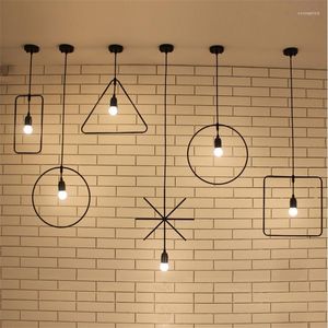 Hanglampen Noordse lichten Beknopt industrieel licht vierkante driehoekige ronde met E27 lamphouder Home Decor