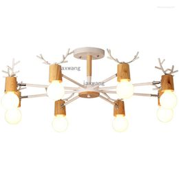 Lampes suspendues lumières nordiques pour salon simple lampe à manger chambre à coucher bois LED lustre en bois suspension lecture étude décor
