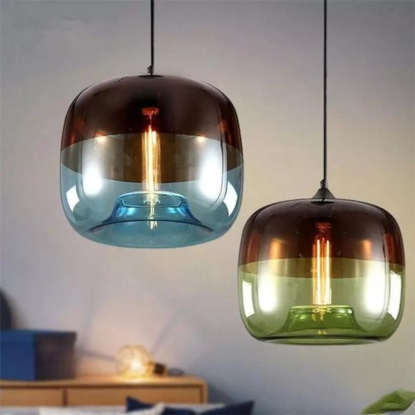 Lampes suspendues lumières nordiques salon décoration verre coloré suspendu cuisine bar meubles de salle à manger lustres modernespendentif
