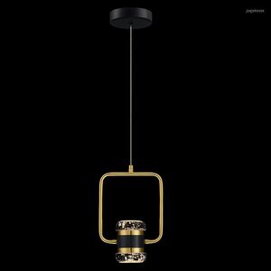 Lampes suspendues lumières nordiques suspension moderne pour chambre lustres en cristal de luxe cuivre lampe à Led cuisine île salle de bain
