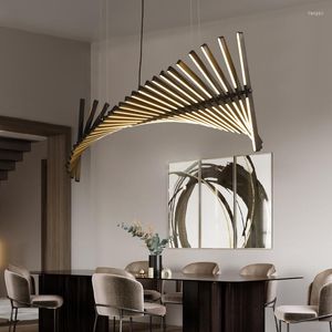 Lámparas colgantes Nordic Living Room LED Chandelier Lighting Fishbone Designer Comedor Luces colgantes Novedad moderna Lámpara de oficina