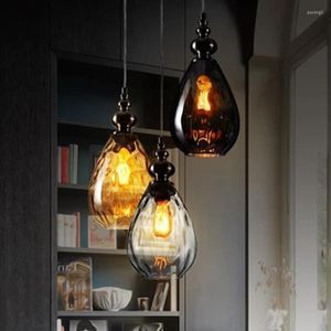 Lámparas colgantes Nordic Loft LED Chandelier Lighting Vintage Glass Lamp Lights Retro Coffee Droplight Comedor HangLamps Deco Fixture