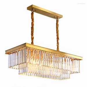 Lámparas colgantes de lujo rectangular lustre lustre lustre decoración del hogar personalidad mesa de comedor led lámpara de dormitorio