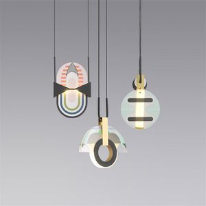 Lampes suspendues nordique luxe vitrail Restaurant El salon Art moderne décor luminaire chambre lampes de chevet