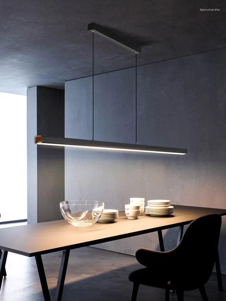 Pendant Lamps Nordic Metal Lights LED Modern For Dining Living Room Kitchen Office Shop Bar Cafe Long Strip Hanging Lamp
