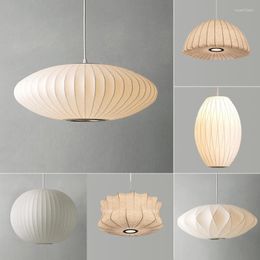 Lampes suspendues Minimalisme nordique Soie Led Lumières Wabi Sabi Lustre E27 Lampe Suspendre Lustre Luminarias Accrocher Luminaires