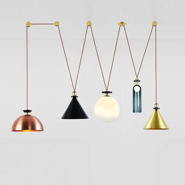 Lampes suspendues Nordic Minimaliste Forme réglable Lustre en verre DIY Combinaison Suspension Restaurant Bar Chambre LED Lampe décorative