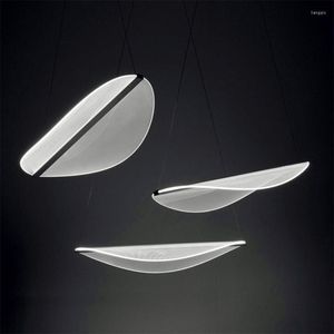Hangende lampen Noordelijke minimalistische designer lichten verlichten moderne led acryl mes woonkamer eetgelicht verlichtingsarmaturen