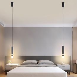 Lampes suspendues nordique minimaliste Led lumières noir chevet suspension lampe décor à la maison Loft cuisine pour chambre luminaires intérieurs