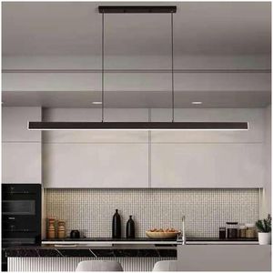 Lámparas colgantes Nordic Minimalista Luces LED largos Mesa de comedor de la oficina Contador de barras de cocina Billar Billard Decorative Drop entrega dhnyh