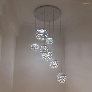 Hangende lampen Noordelijke minimalistische smeedijzeren holle ontwerp Villa trap kledingwinkel woonkamer eetbar kunst kroonluchter kroonluchter