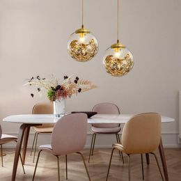 Hanglampen Noordelijke moderne koperen glazen lichten keuken restaurant bar woonkamer slaapkamer decoratie hangende lampleer