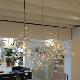 Lampade a sospensione Nordic Modern Clear Glass Bubbles Chandelier Lighting Post Lampada a LED per Living Indoor Decor Light Fixture Suspension