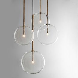 Lampes suspendues nordique moderne créatif lustre en verre transparent AC90-260V tête unique boule chambre salle à manger salon petit