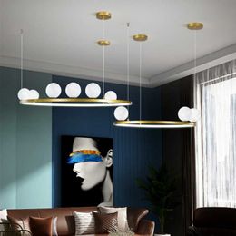 Lámparas colgantes Nordic Modern Home Lighting Impresión 3D Moon Chandelier Personalidad creativa Sala de estar Dormitorio Estudio ChandelierPendant