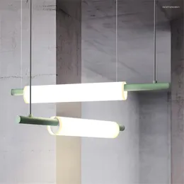 Lampes suspendues nordiques modernes à long bâton, lumières acryliques pour salle à manger, barre d'éclairage LED, luminaires suspendus de table