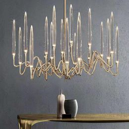 Lampes suspendues nordique moderne luxe lustre en cristal minimaliste Art Design Villa Restaurant chambre Bar branche créative