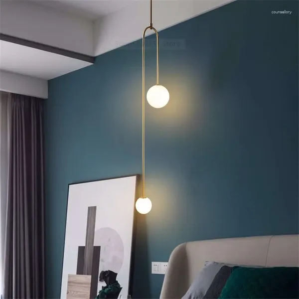 Lampes suspendues Nordic Moderne Métal Simple Lumières Salle à manger Cuisine LED Décor Suspendu Chambre Chevet Créativité Luminaires