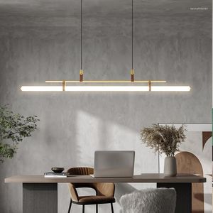 Hanglampen Noordelijke moderne minimalistische plafond lange kroonluchter ledlichten kantoor werktafel dineren keuken decoratieve verlichting