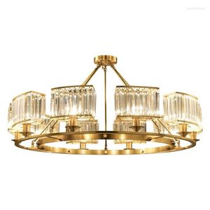 Lampes suspendues nordique moderne minimaliste plafonnier chambre lampe à LED salon personnalité Macaron cristal Plus fer éclairage