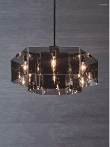 Lámparas colgantes Nordic Modern Minimalist Glass Chandelier Black Creative Living Room Master Bedroom Dining Designer Lamp