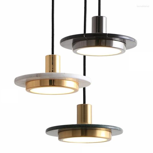 Lampes suspendues nordique moderne minimaliste luxe salle à manger en marbre soucoupe volante petit lustre étude vivante éclairage Led