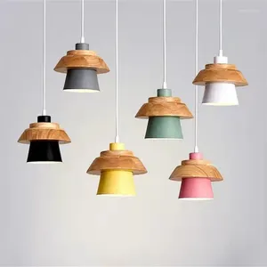 Pendants lampes nordiques modernes macarons minimalistes bol en bois de fer pour bar restaurant restaurant salon décor de décoration de bureau de bureau