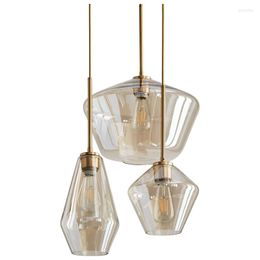 Lampes suspendues nordique moderne minimaliste escalier Restaurant Bar boutique salon Style industriel Champagne verre E27