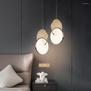 Lampes suspendues nordique moderne en acier inoxydable lustre Art Simple Restaurant Bar chambre escaliers chevet personnalité